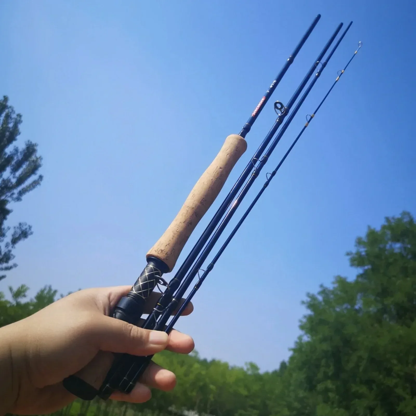 1.98M-2.7M Carbon 4 Sections Fly Fishing Rod LW 7/8 Fast Action Freshwater Fly Rods for Trout Salmon Fishing Portable Sea Pole
