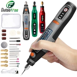 USB Cordless Drill Rotary Tool Woodworking Engraving Pen DIY For Jewelry Metal Glass Wireless Electric Drill 24PCS Accessory