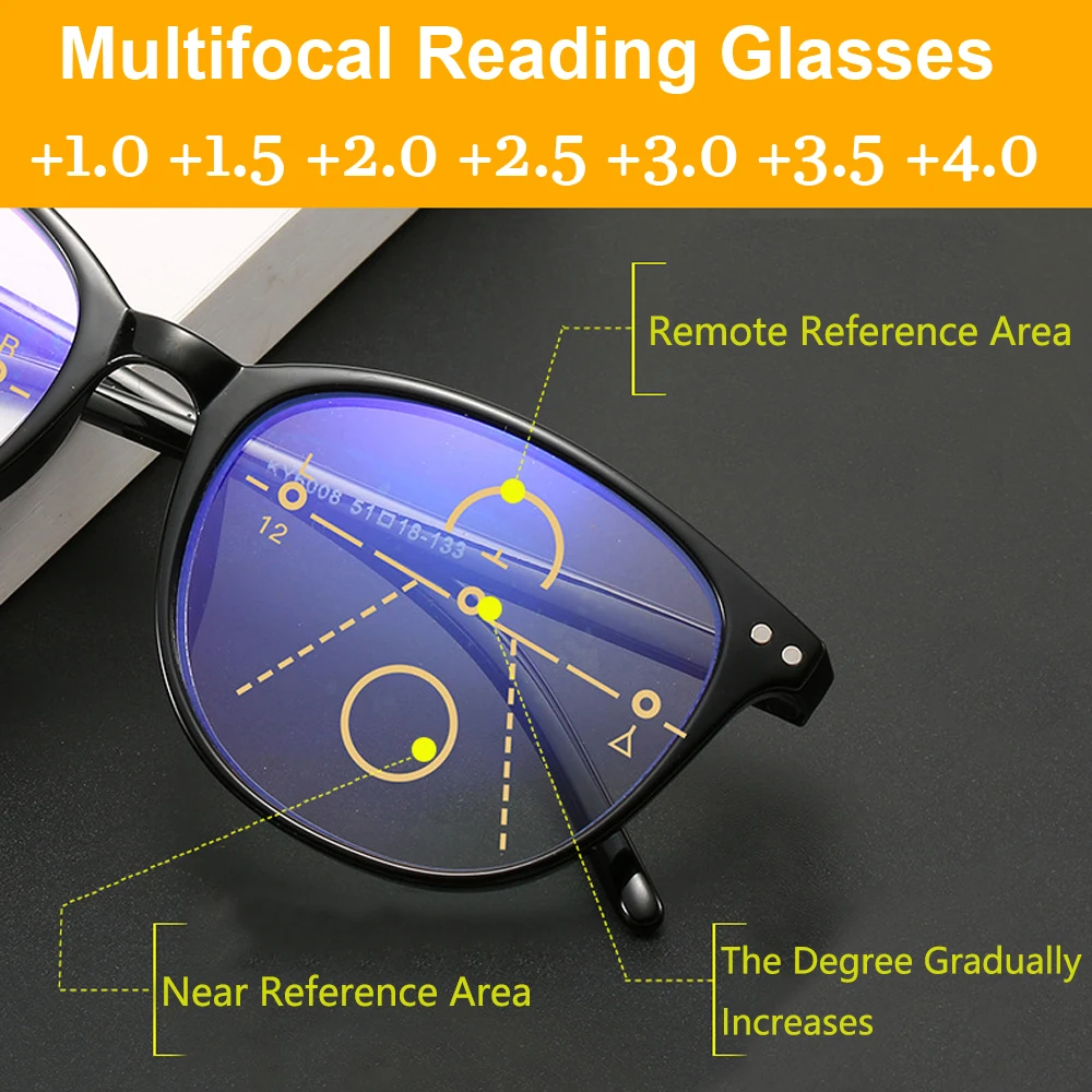 

Anti Blue Light Blocking Near Far Presbyopia Glasses Multifunctional Progressive Multi-focal Reading Eyeglasses Finished Eyewear