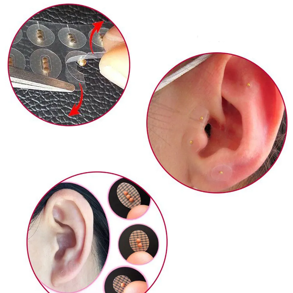 200pcs Ear Care Acupuncture Auricular Disposable Transparent Ear Acupressure Stickers Colorful Crystal Pearl Ear Sticker