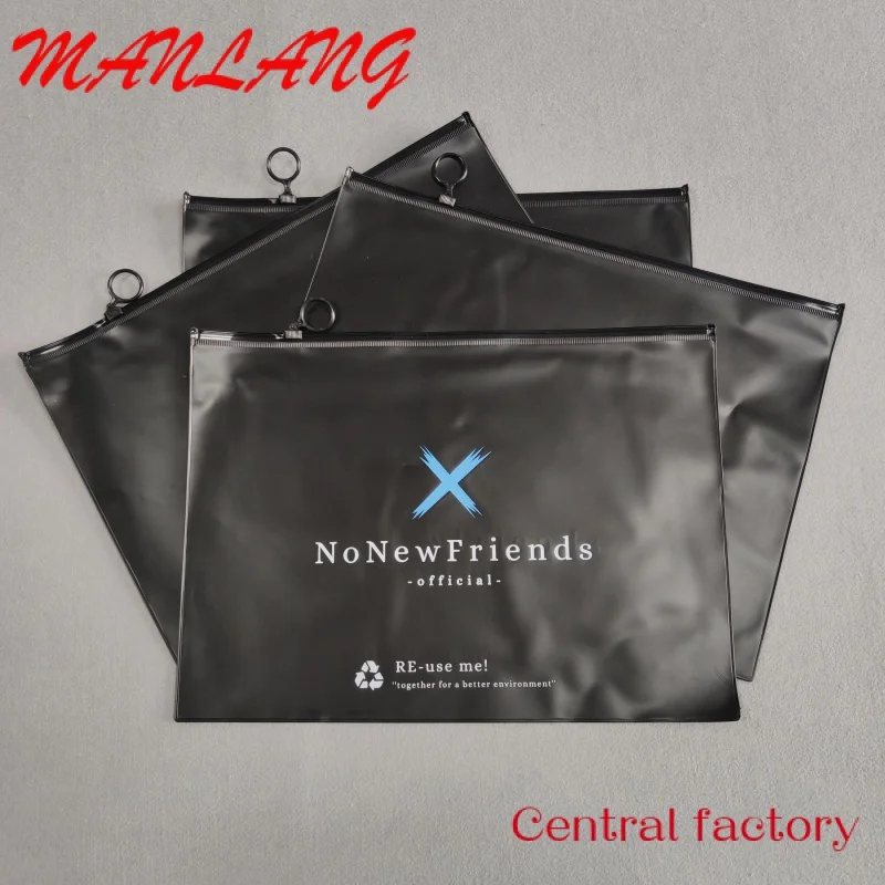 Custom  Eco Friendly Black Ziplock Bag For Clothings Custom Recycled Packaging Zip Bag Frosted Black Plastic Bags