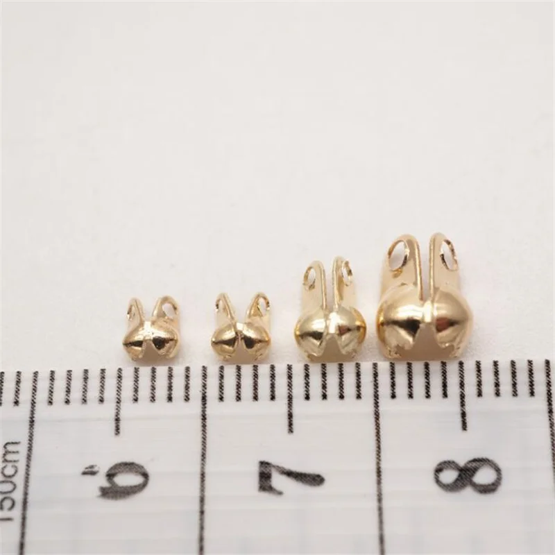 クラムシェル折りたたみ式メタルクリンプエンドチップ、ノットカバー、ビーズコネクタ、クリップクラスプ、DIYブレスレット、ネックレス、ジュエリー作り、200個