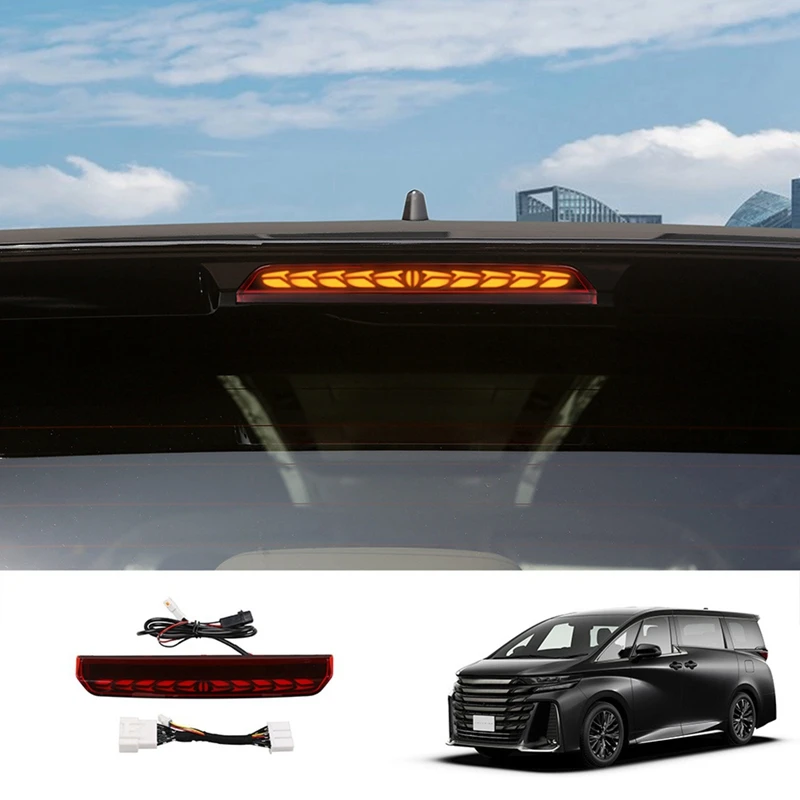 A73T Car LED Dynamic High Mounted Brake Light Deul Colour Light For Toyota ALPHARD VELLFIRE 40 Series Turn Signal Lights