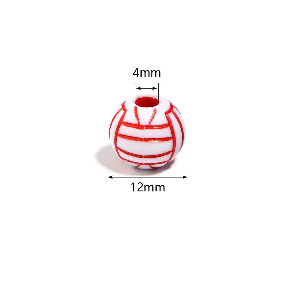50 teile/los Sport Ball Acryl Perlen Großes Loch Lose Perlen Basketball Tennis Baseball Rugby Perlen Für DIY Schmuck Machen Armband – Detail 5