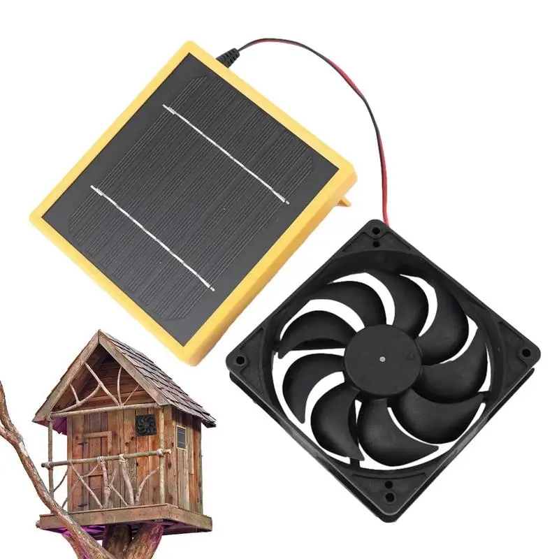 Solar Panel Powered Fan 5W Waterproof Solar Ventilator Fan Outdoor Fan To Keep Air Fresh For Pet Dog Houses Chicken Coops