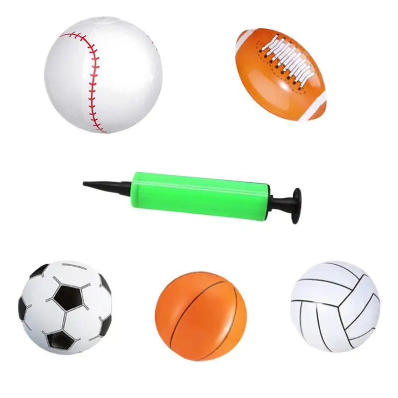 Inflatable Sports Balls 5X Inflatable Bouncing Ball With 1 Pump Outdoor Activity Bouncy Toy Swimming Pool Toys For Kids Boys