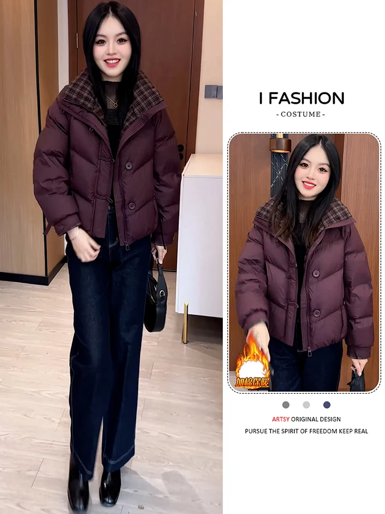 

Women's Faionable Fce-Lined ort Jaet Loose Fit Versatile Sle Winter Outerwear Korean Sle Commute Thiened