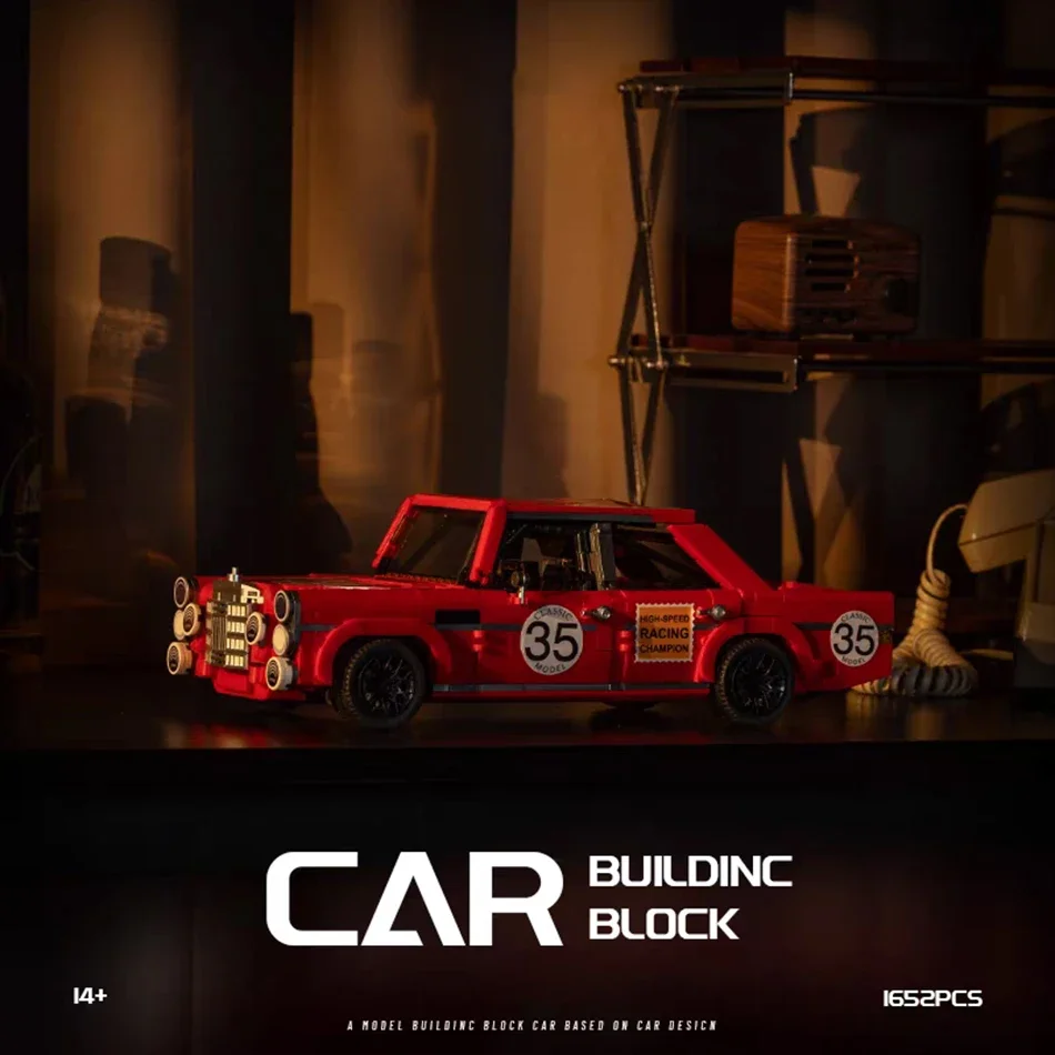 

MOC Technical Classic Racer Vehicle Red Pig Retro Sports Car Building Blocks City Speed Racing Bricks Garage Toys for Kids Gifts