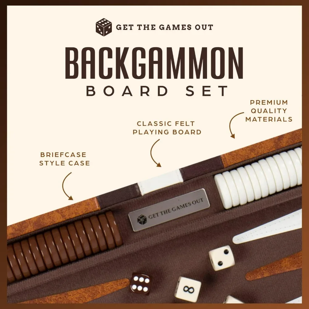 Top Backgammon Set - Classic Board Game Case - Best Strategy & Tip Guide - Available in Small, Medium, Large