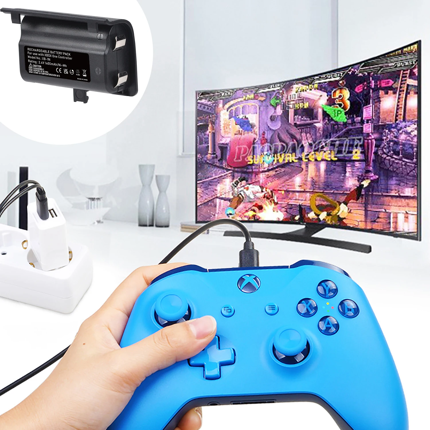 Paquete de batería recargable Pickle Power Xbox one para Xbox One/One S/One X/One Elite, controlador inalámbrico + Cable USB 2 en 1, 2 uds.