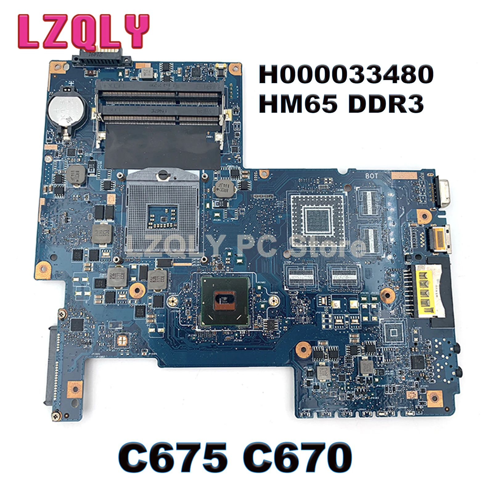 

For Toshiba Satellite C675 C670 Laptop Motherboard H000033480 HM65 GMA HD DDR3 Main Board Full Test