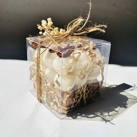 50PCS Transparent Gift Box Candle Packaging Gift Box 5*5*5cm PVC Wedding Candy Box Wedding Party Supplies Gift Packaging