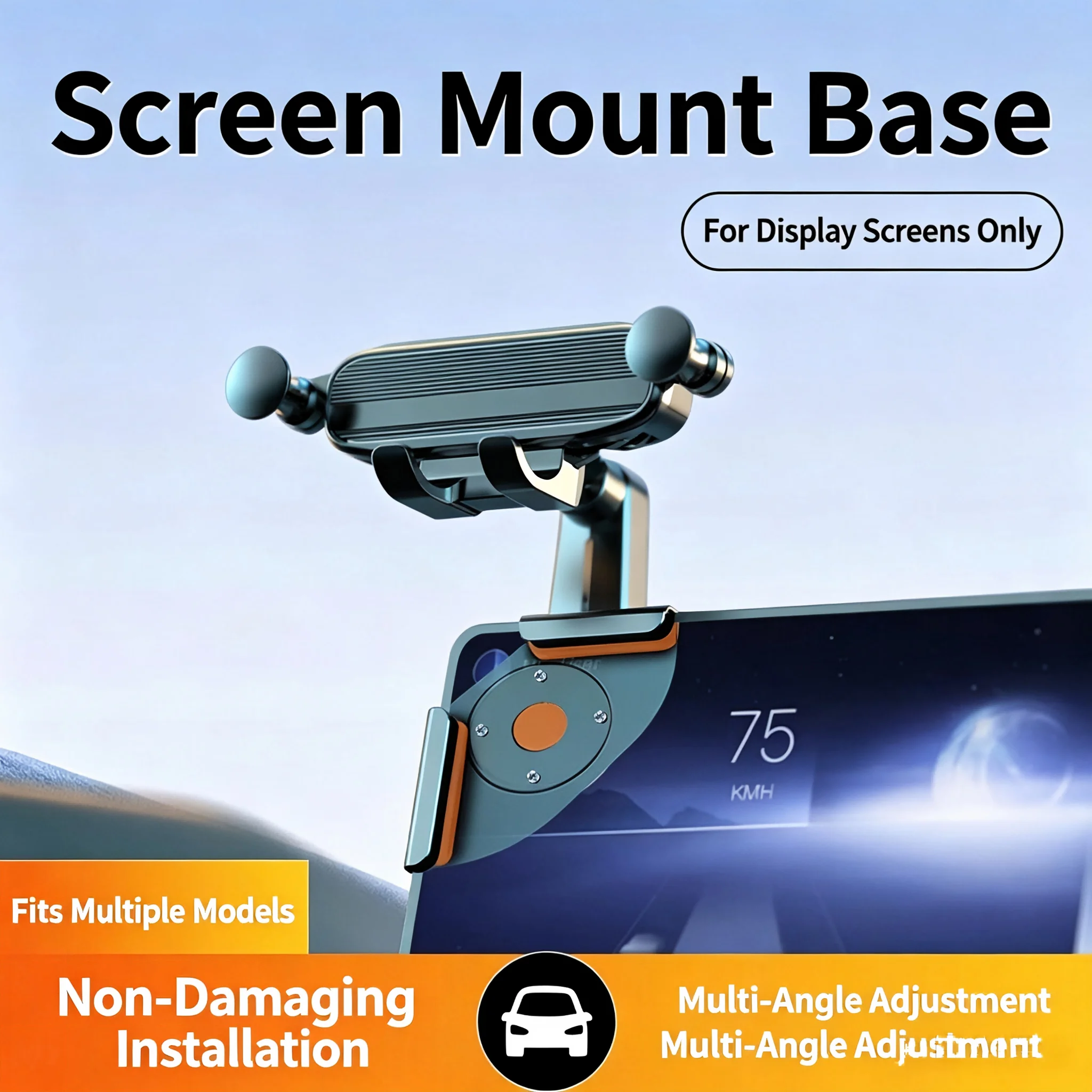 Car Dashboard Screen Phone Holder Gravity Mount Silicone Non-Slip Clip For Large Floating Display Navigation Stand