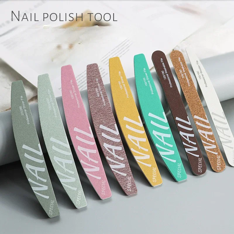 

5Pcs Washable 100/180 Manicure Nail Files Dual Sided Nail Care Tools For Professional Nail Salon Reusable 240 Buffing Sanding