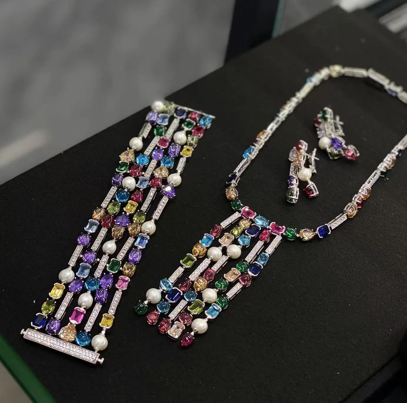 KQDANCE Luxury Multi Layer Colored Beads Lab Grown Sapphire Bracelet Women's Bracelets Pearl Gold Bracelet Silver 925 Jewelry