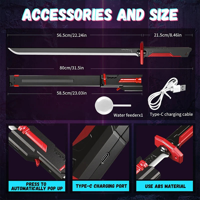 子供向けクリスマスプレゼント、スプレー効果付き41cmレーザーライトセーバーおもちゃ、7色変化する光るホリデー小道具