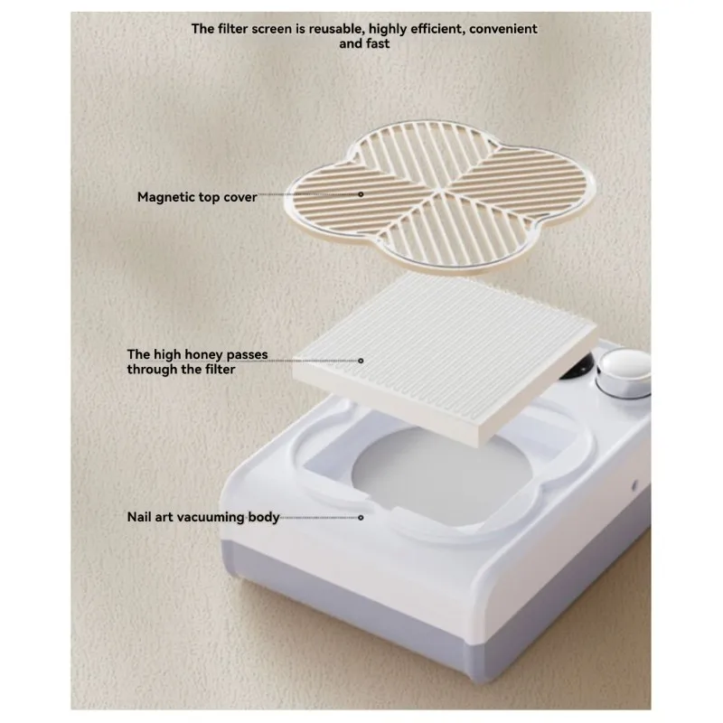 【BEST WISHES】Filter Brushless Nail Dust Extractor With Powerful Dust Collector Fan Manicure Nail Art Vacuum Cleaner US Plug
