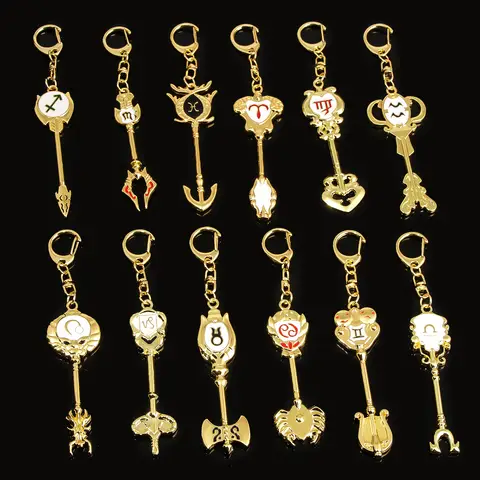 LLavero de dibujos animados de Anime Fairy Tail, estrella del zodiaco, invocaciones, doce constelaciones, regalo de Cosplay, León, Acuario, Virgo
