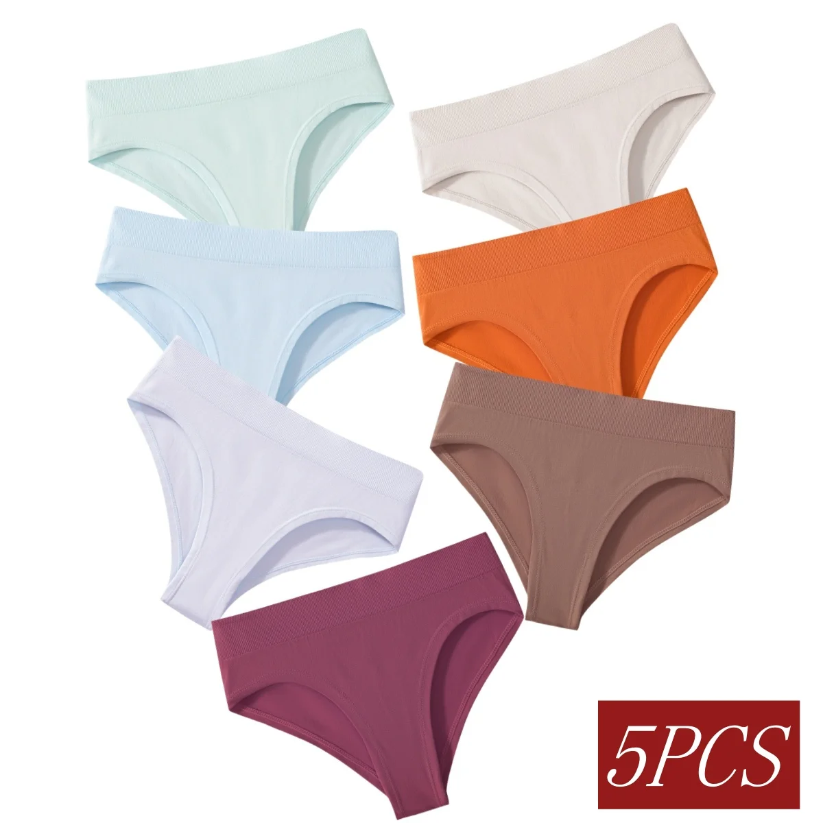 하이 라이즈 여성용 팬티 브리프, 여성용 언더팬츠, 단색 심리스 속옷, S-XXXL 섹시 란제리, 친밀한, 5 개/세트