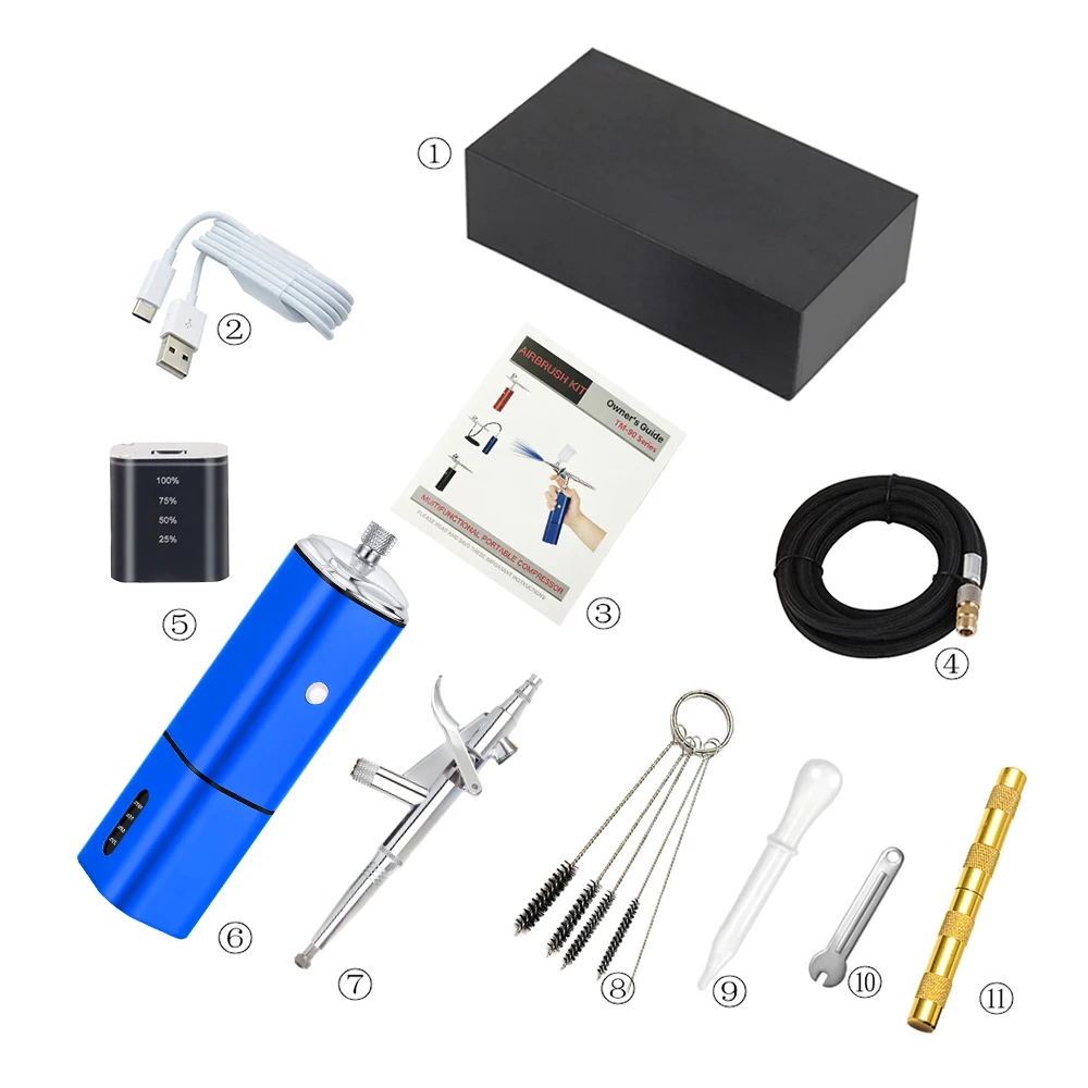 Portátil Mini Airbrush Set com Compressor, Aerógrafo sem fio, Gun Kits para Maquiagem, Pintura, Decoração do Bolo