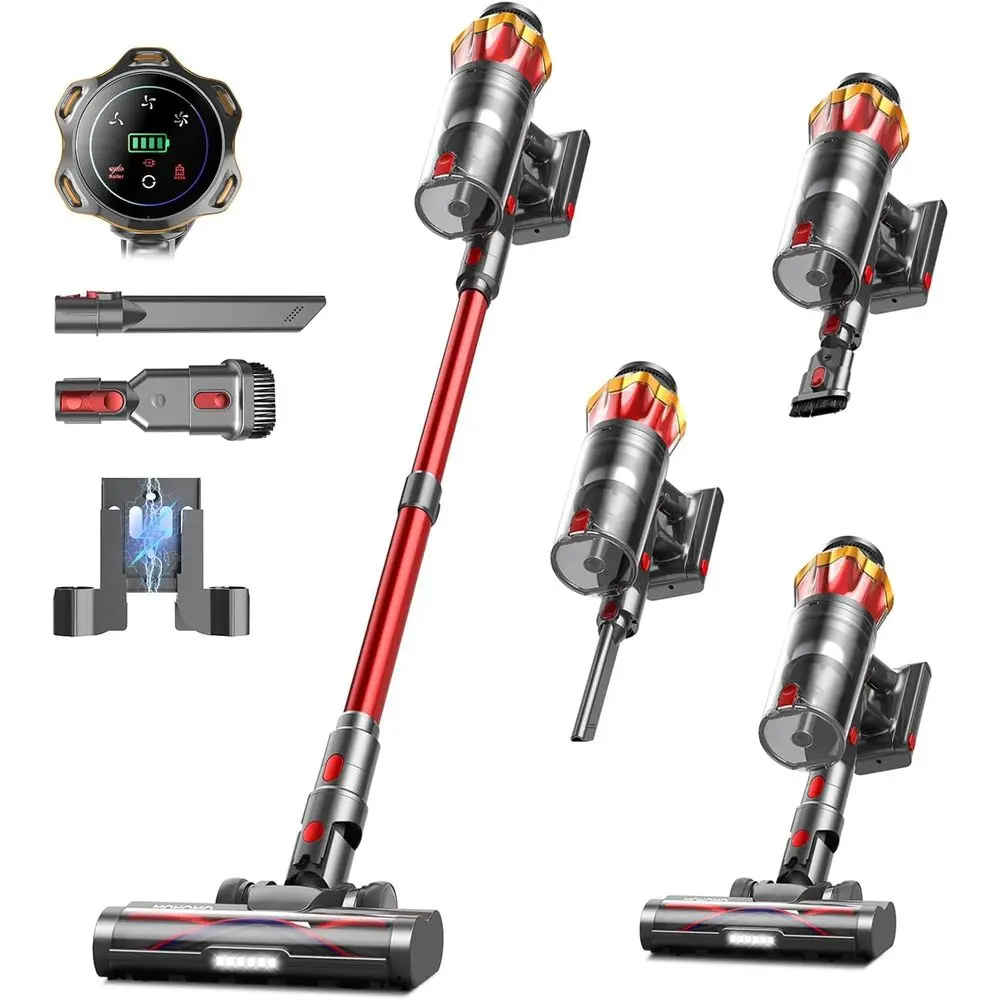 650W 55KPa 70-Minute Powerful Stick Vacuum Cleaner with Anti-Brush and OLED Touch Screen for Home, Hardwood, Carpet, Pet Hair, a