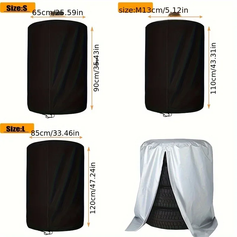 Car Spare Tire Cover 4 Tires Capacity Storage Bag Waterproof Dust proof 210D Polyester Big Capacity Outdoor Tire Cover