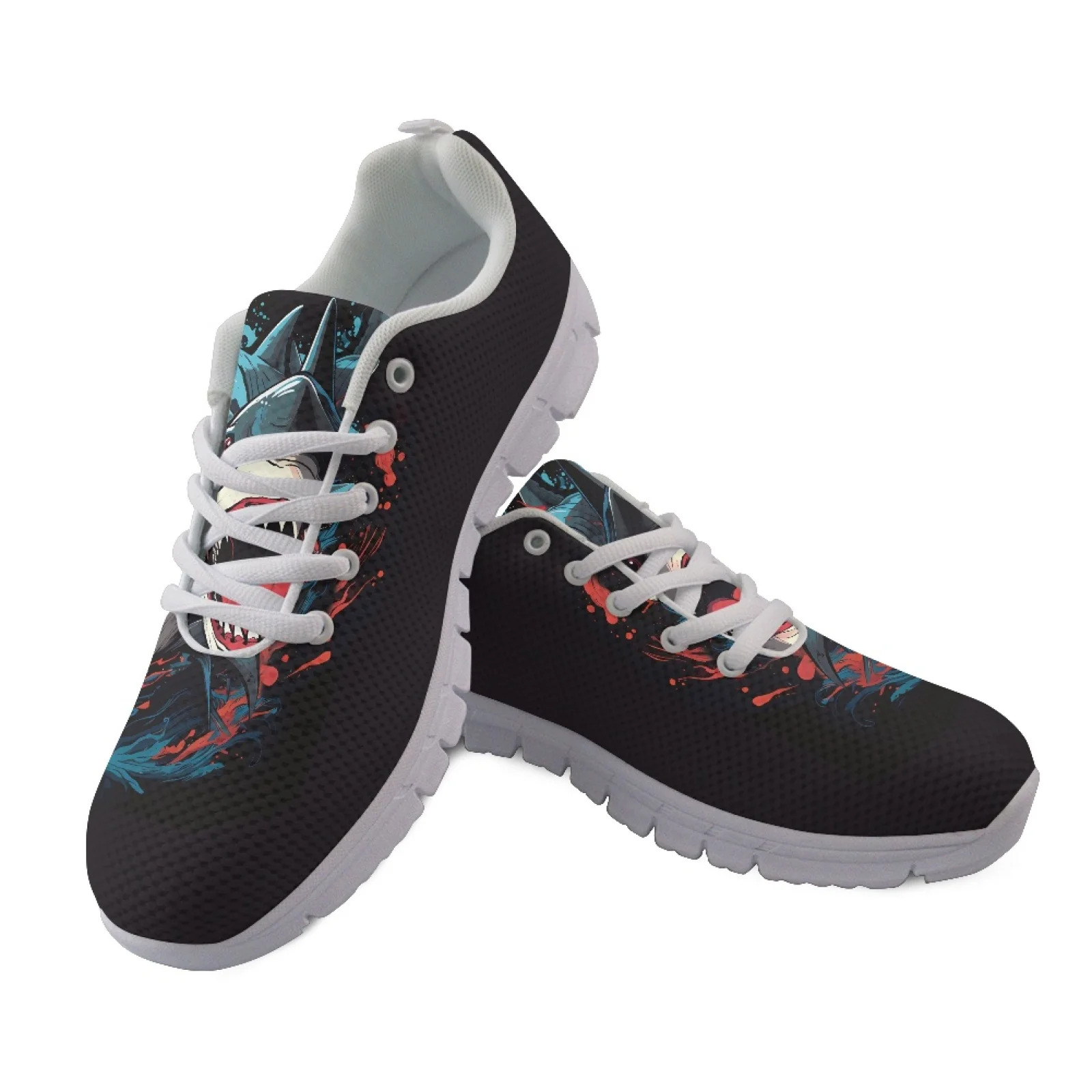 Coloranimal Shark Pattern Comfortable Fitness Shoes for Women Mesh & EVA Sole Women Running Shoes for Travel