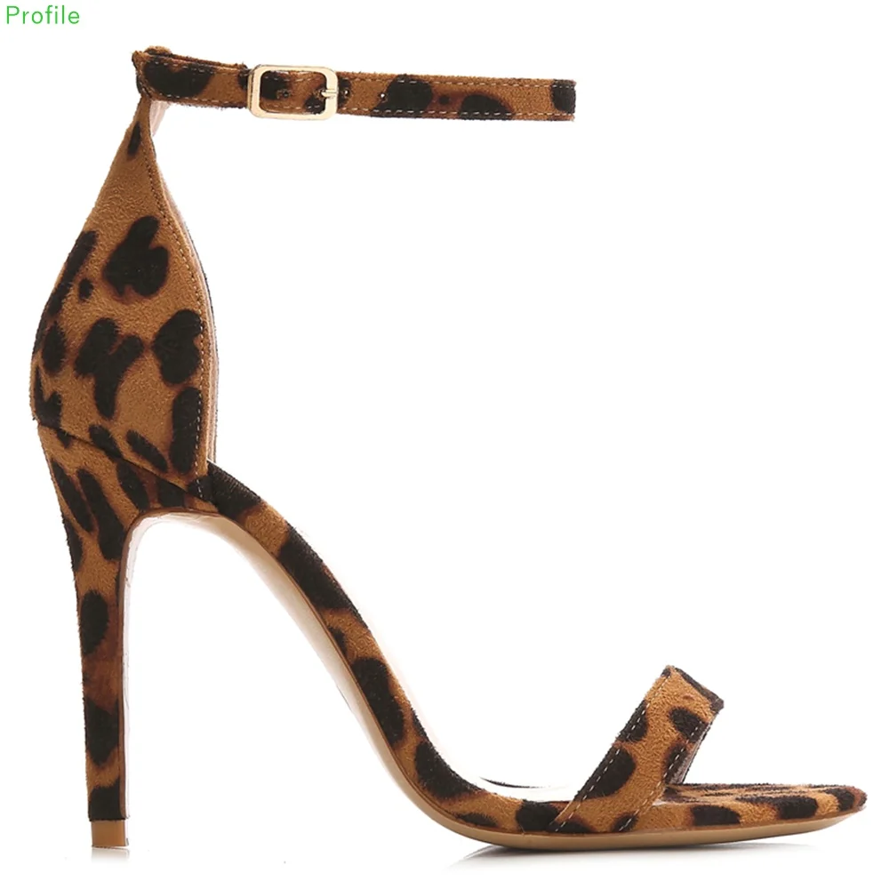 Sexy Leopard Print High Heel Sandals Women's Stiletto Heel Summer New Arrival Sandals Sheepskin All-match Open-toe Roman Shoes