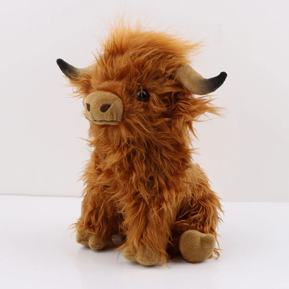 29cm Kawaii Simulation Highland Kuh Tier Plüsch Puppe Weiche Angefüllte Creme Highland Cattle Plüsch Spielzeug Kyloe Plushie Geschenk für kinder