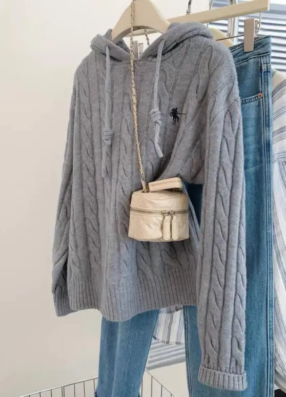 Pull 2025 dernier Style de vente chaude décontracté élégant minimaliste laine à manches longues pull à capuche femmes vêtements, automne/hiver