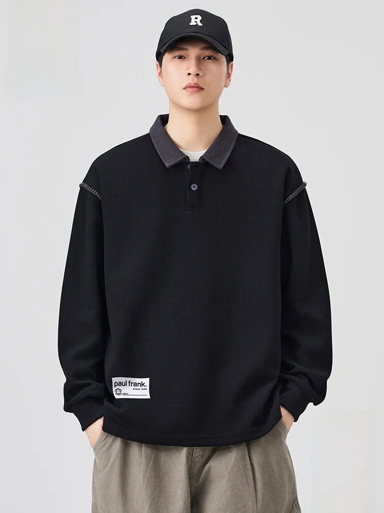 

PaulFrank Loose Fit Long Sve irt Men's Casual Pure Color Sweatirt Comfortable Cotton Blend Fabric Spring Autumn