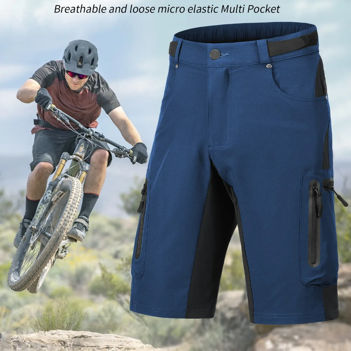 

Men's Quick Dry Hiking Shorts with Zipper Pockets, Lightweight Breathable Athletic Workout Cycling Shorts for Running Training