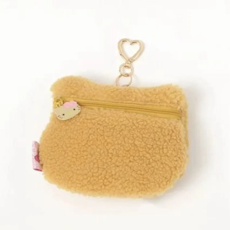 Kawaii Hello Kitty kleine Plüsch-Geldbörse, Aufbewahrungstasche, Cartoon-Hot Pink, Schwarz, Sanrio Kitty, Originalität, Druck, Kosmetiktasche, Geschenk