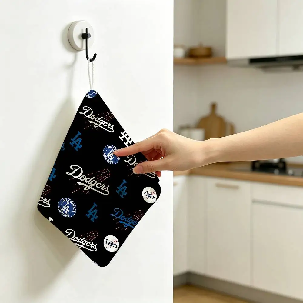 Los Angeles D-Dodgers Polyester Cotton Daily Towel, Hanging Kitchen Hand Wiping Cloth, Durable for Whole House Use