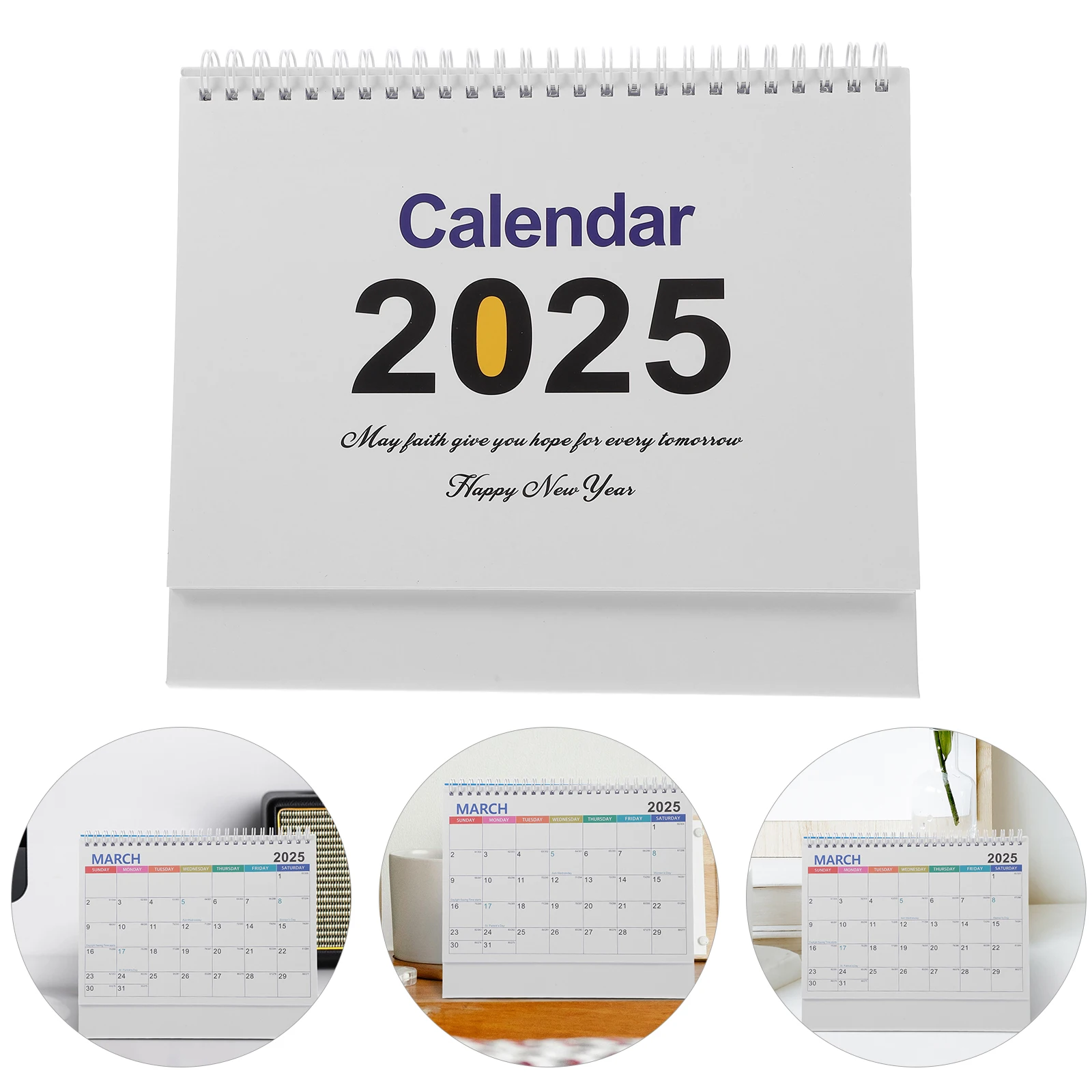 

2025 Desk Calendar Standing Flip Desktop Planner Small Office Paper Lunar Year Monthly Overview Compact Design Elegant