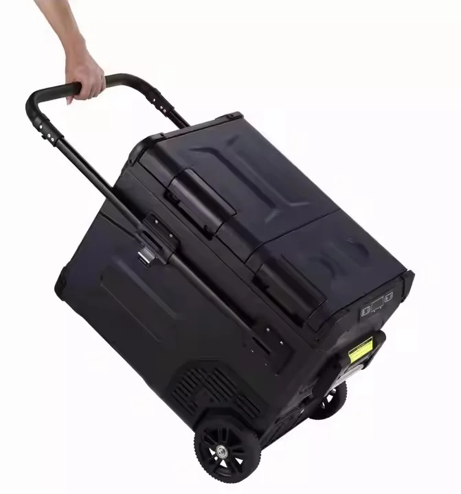 새로운 55L 저소음 듀얼 존 압축기 자동차 밴 여행 파티오 피크닉 바베큐 텐트에 대한 미니 휴대용 자동차 냉장고 냉동고 냉장고