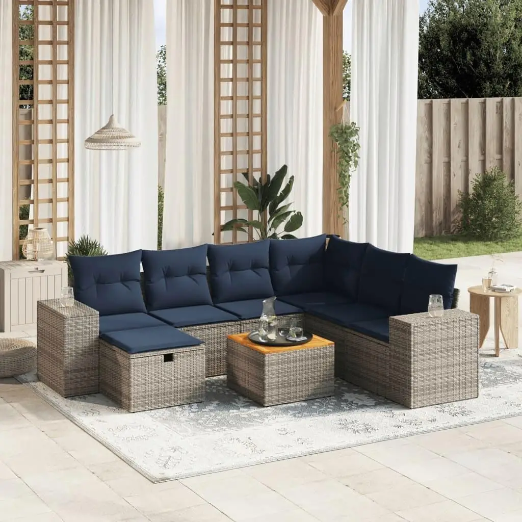 

Stylish 8 Piece Gray Poly Rattan Patio Sofa Set with Comfortable Cushions for Outdoor Garden Decor