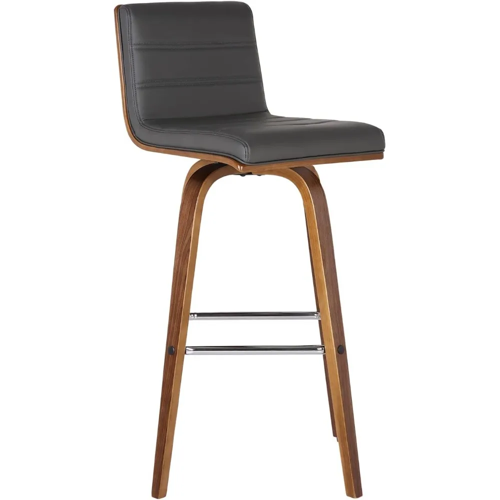 

Armen Living Vienna Mid-Century Modern 30" Bar height Barstool Faux Leather Wood Finish, Grey/Walnut