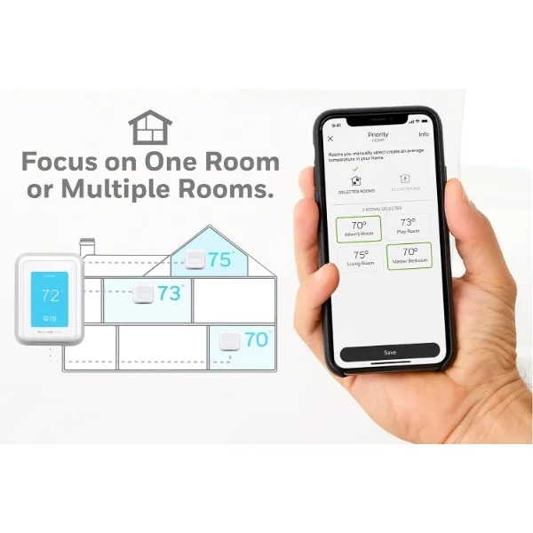 هانيويل-ترموستات ذكي T9 واي فاي للمنزل ، مستشعر غرفة ذكي واحد ، شاشة عرض تعمل باللمس