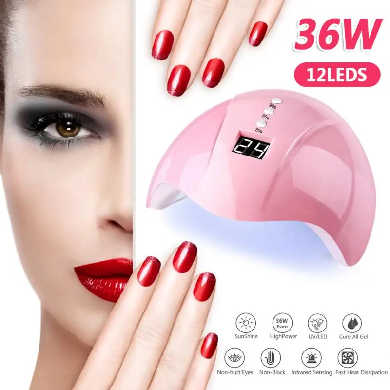 Lámpara UV LED con temporizador para manicura, secador de uñas para todos los geles, luz de esmalte, detección infrarroja inteligente, 30/60/90s