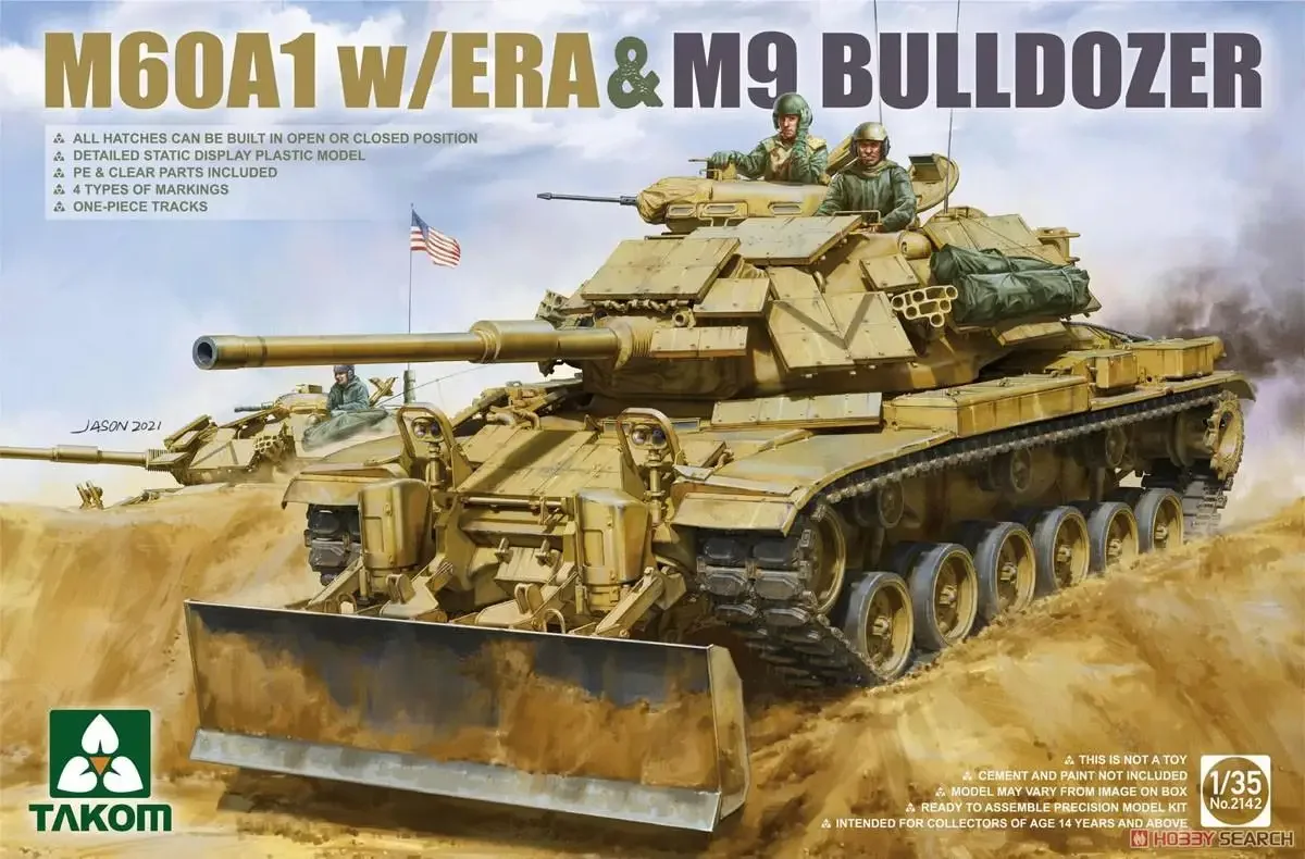 

Takom 2142 1/35 M60A1 с лезвием бульдозера CO и M9, комплект пластиковых моделей