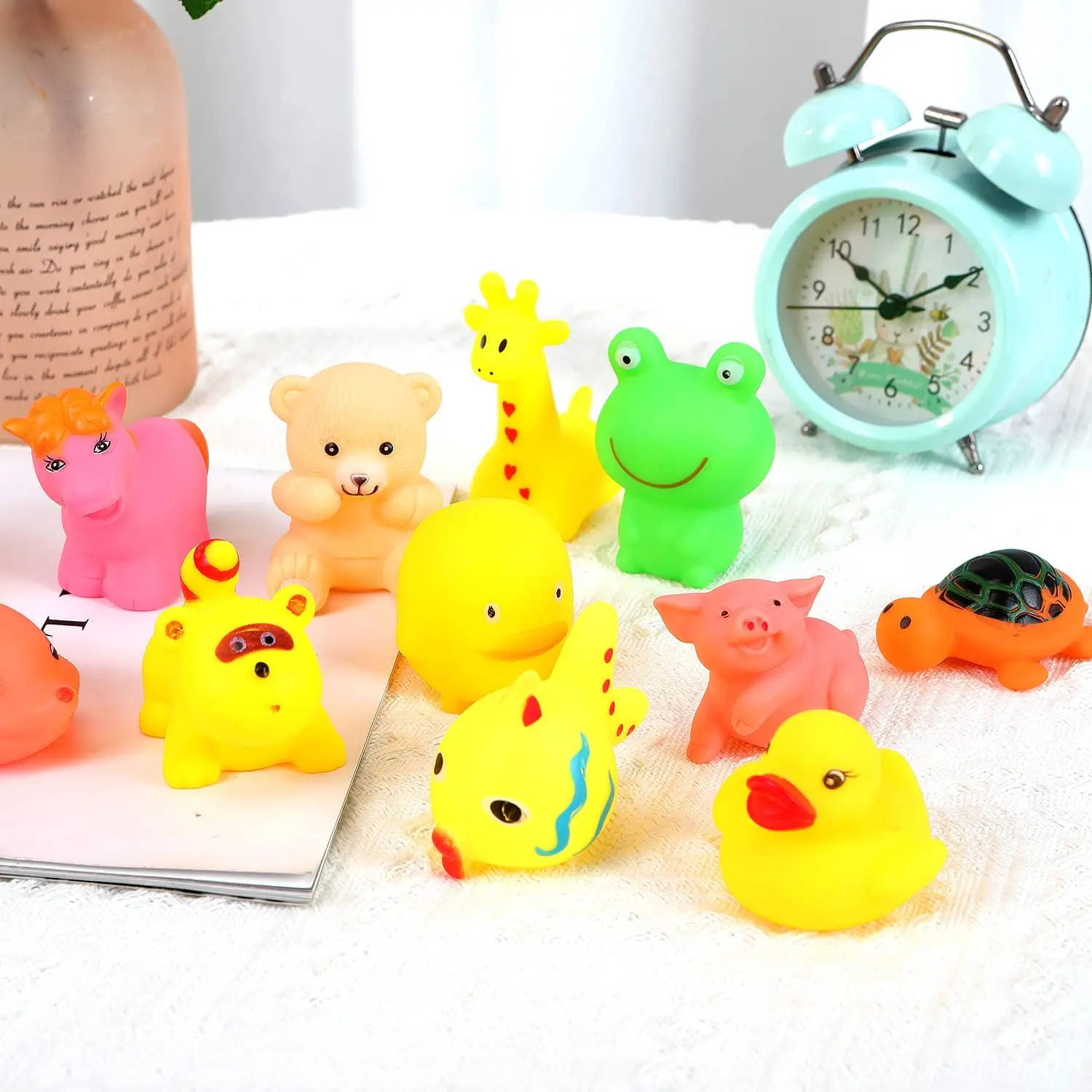 10Pcs/Set Cute Baby Bath Toys Wash Play Animals Soft Rubber Float Sqeeze Sound toys for baby GYH