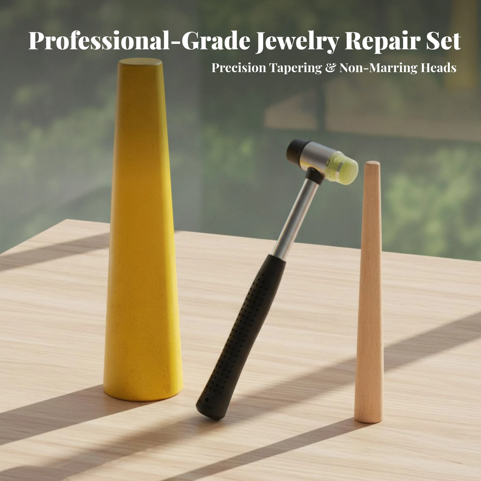 Bracelet Mandrel with Rubber Mallet Round Bangle Sizing Tool with Hammer Bracelet Mandrel Tapered Circlet Shaping Rod With