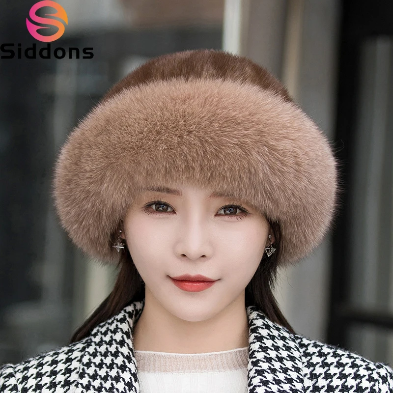 

Women Real Mink Fur Bomber Hats Winter Genuine Fox Fur Cap Luxurious Quality Winter Hat Warm Soft Fluffy Natural Mink Fur Hat