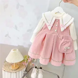 Girls' Winter Warm Princess Dress with Velvet 2025 New Style Stylish Dress Children's Princess Dress