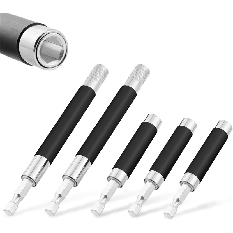 【Neuverkauf】 Kohlefaser-Bohrer-Verlängerungs-Bithalter, 1/4 Zoll Sechskant, magnetischer Bithalter, 3,1/4,7 Zoll und 5-teiliges Verlängerungsset