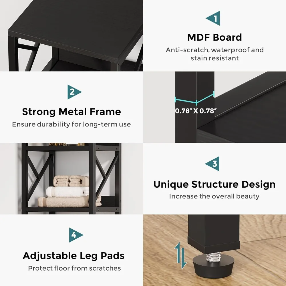 رف كتب ضيق بطول 78.7 بوصة، خزانة كتب ضيقة من 7 طبقات للمساحة الصغيرة، رف زاوية للعرض قائم بذاته، صناعة حديثة