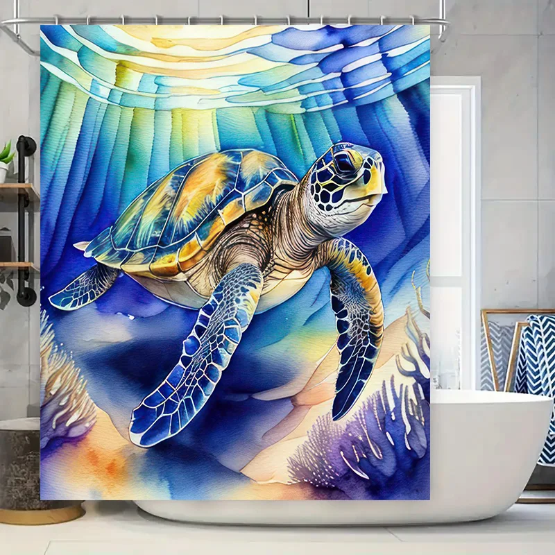 

Подводная черепаха занавеска для душа водонепроницаемый декор для ванной комнаты