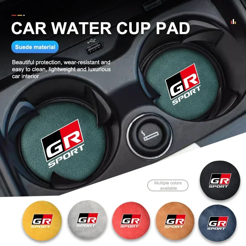 Suede Car Coaster Water Cup Holder Anti-Slip Pad Bottle Holder For Toyota GR Sport Gazoo Racing Yaris 86 Corolla Hilux Supra