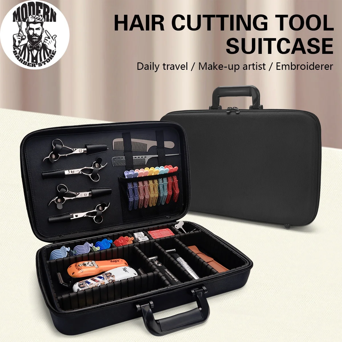 Barber Carrying Case Storage Hard Bag Barbershop Scissors Shavers Box Highcapacity Salon Display Case Durable To Travel Bag Tool